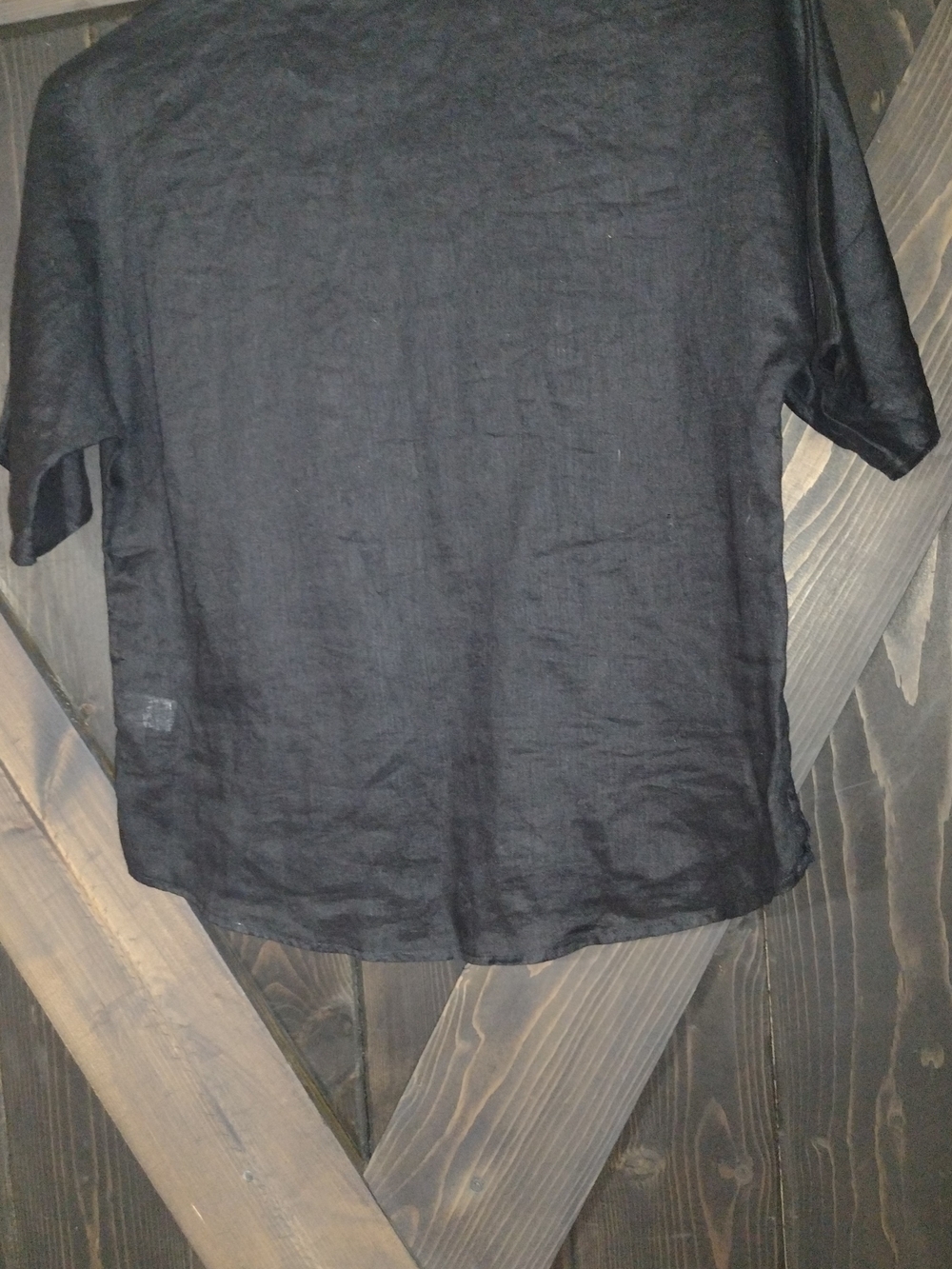 Garnet Hill 100% Linen Black Short-Sleeve Button-up Shirt - Women - Picture 7 of 8